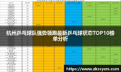 杭州乒乓球队强势领跑最新乒乓球状态TOP10榜单分析